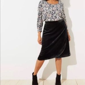 Loft Velvet Faux Wrap Skirt